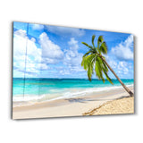 Palm Tree & Beach | Glass Wall Art
