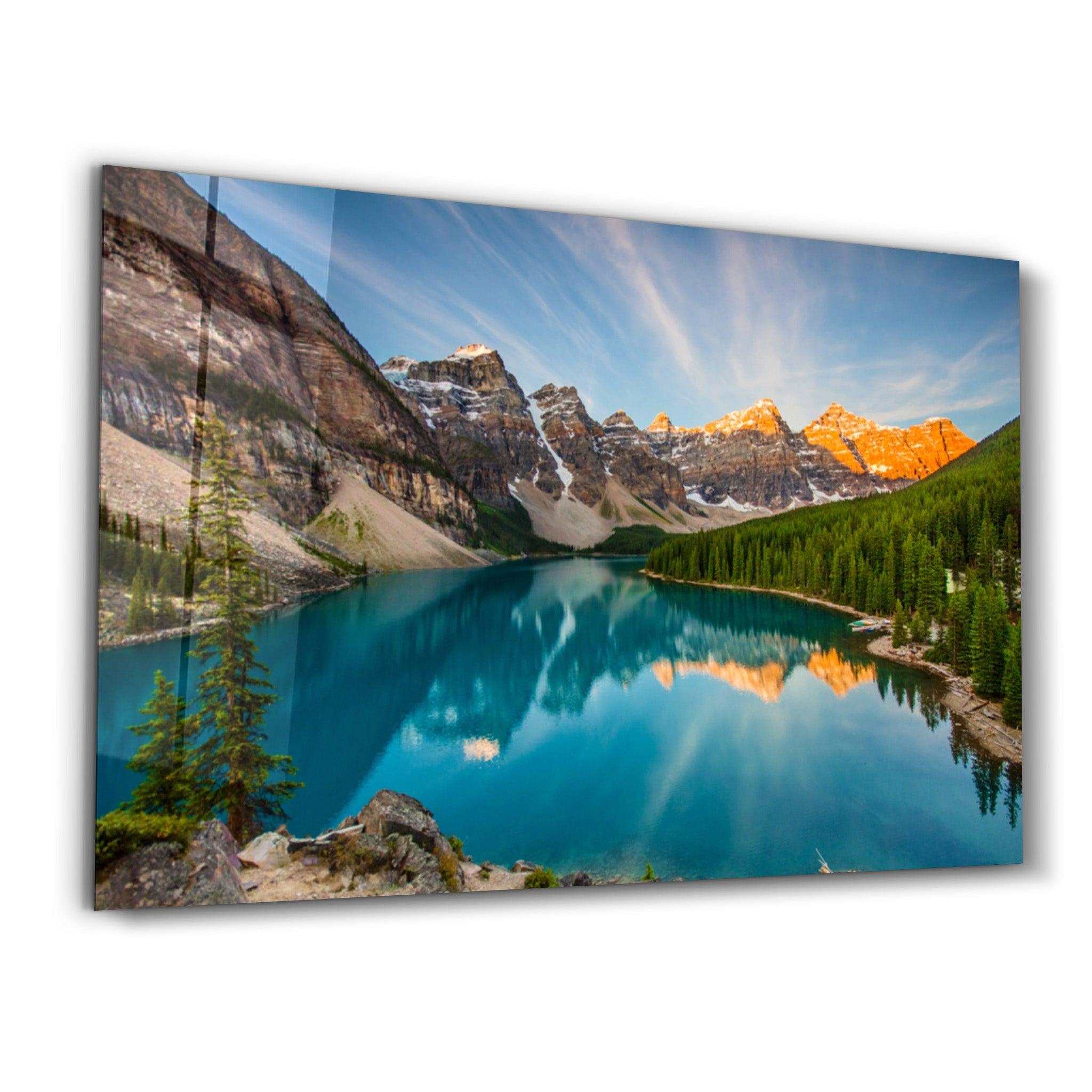 Moraine Lake | Glass Wall Art - Artdesigna