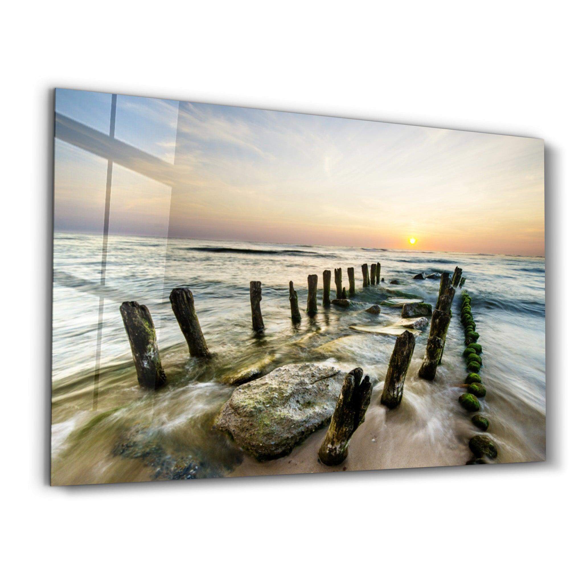 Pier Ruin | Glass Wall Art - Artdesigna