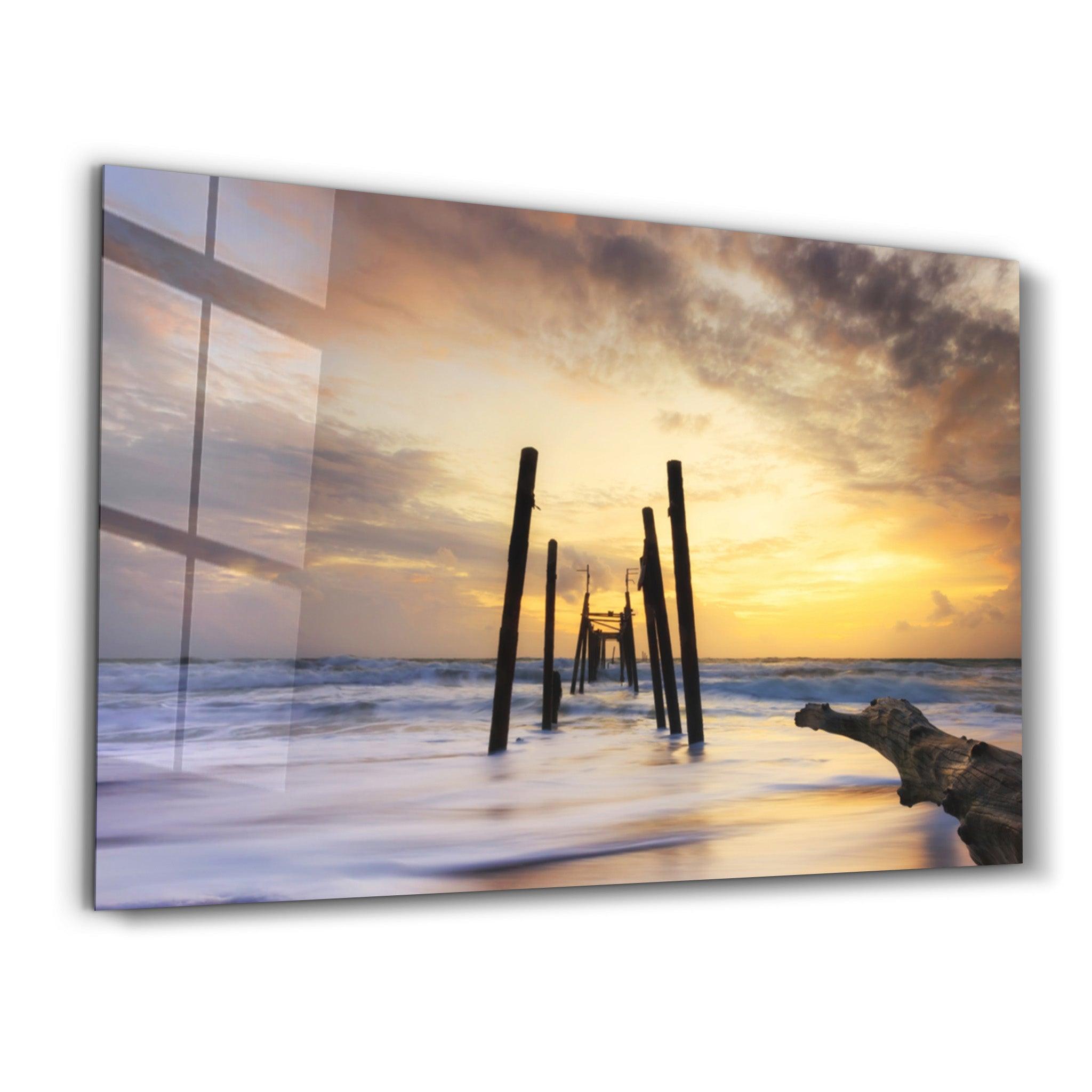 Dilapidated Dock | Glass Wall Art - Artdesigna