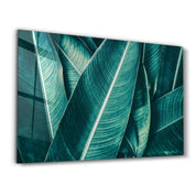 Green Tropical Leaf 2 | Glass Wall Art - Artdesigna