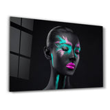 Neon Glow: The Silent Muse | Glass Wall Art