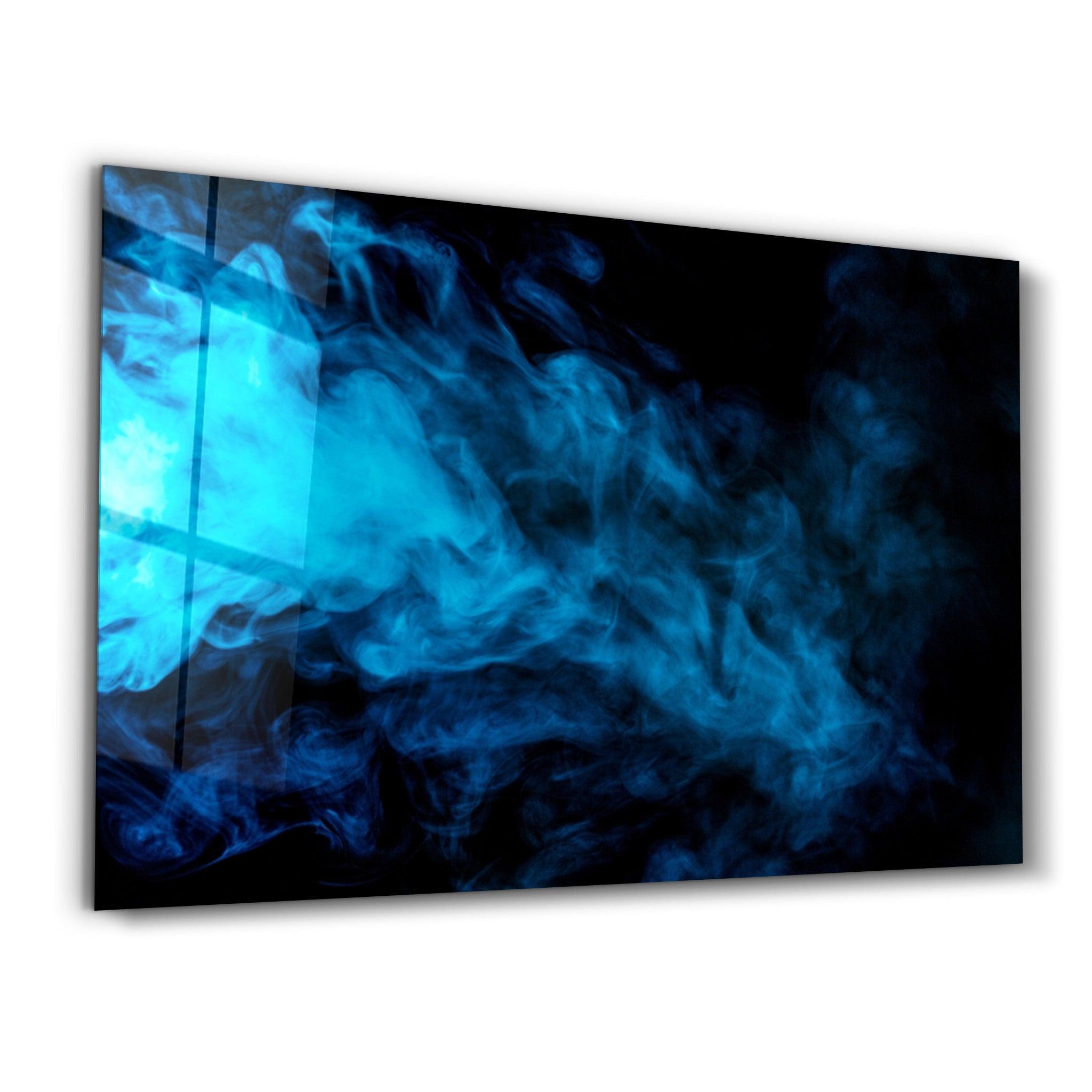 Blue Smoke | Glass Wall Art - Artdesigna