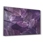 Purple Leaf | Glass Wall Art - Artdesigna