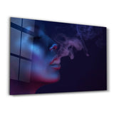 Smoke and Woman | Glass Wall Art