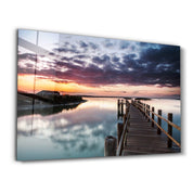 Sunset on the Beach | Glass Wall Art - Artdesigna