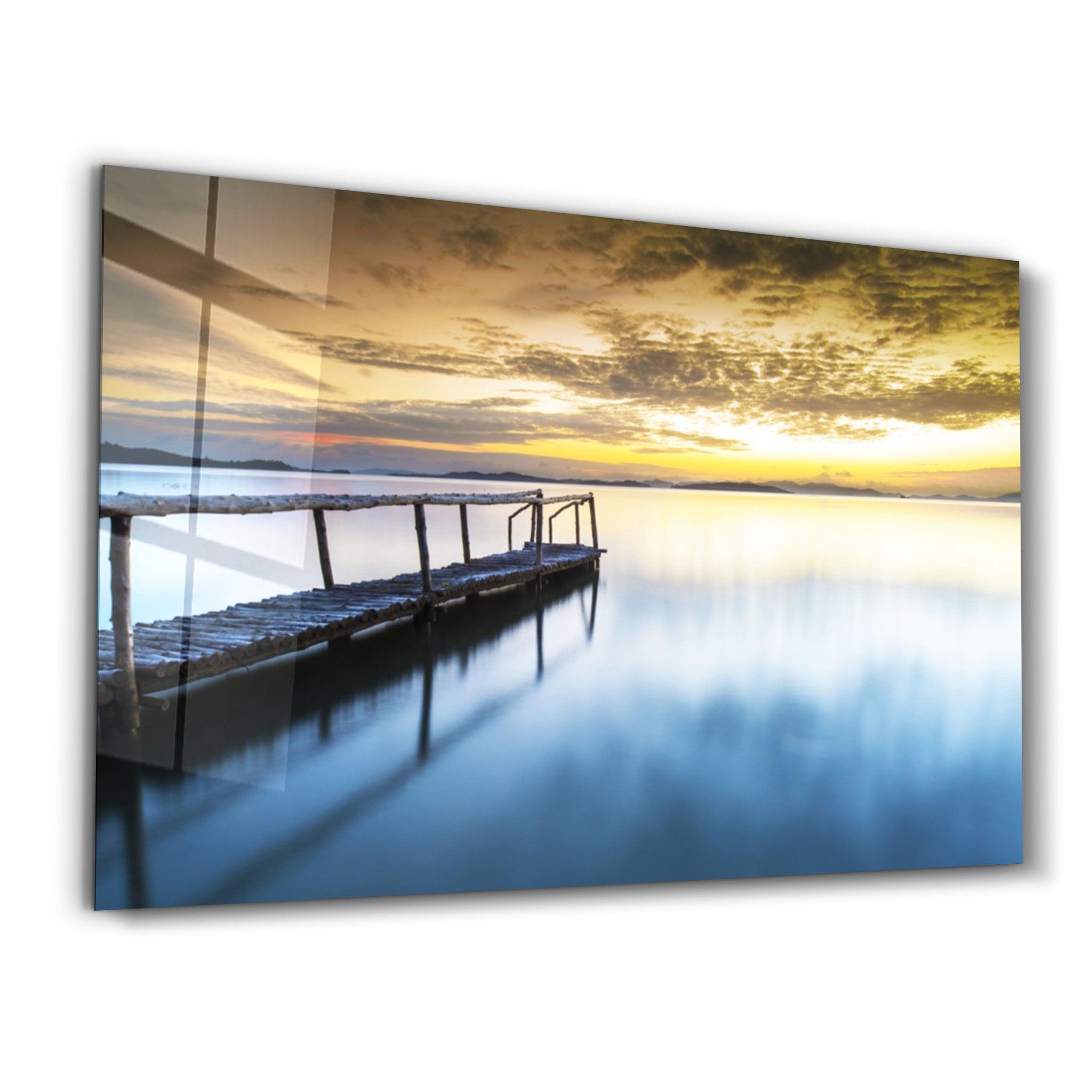 Sunset on the Beach | Glass Wall Art - Artdesigna