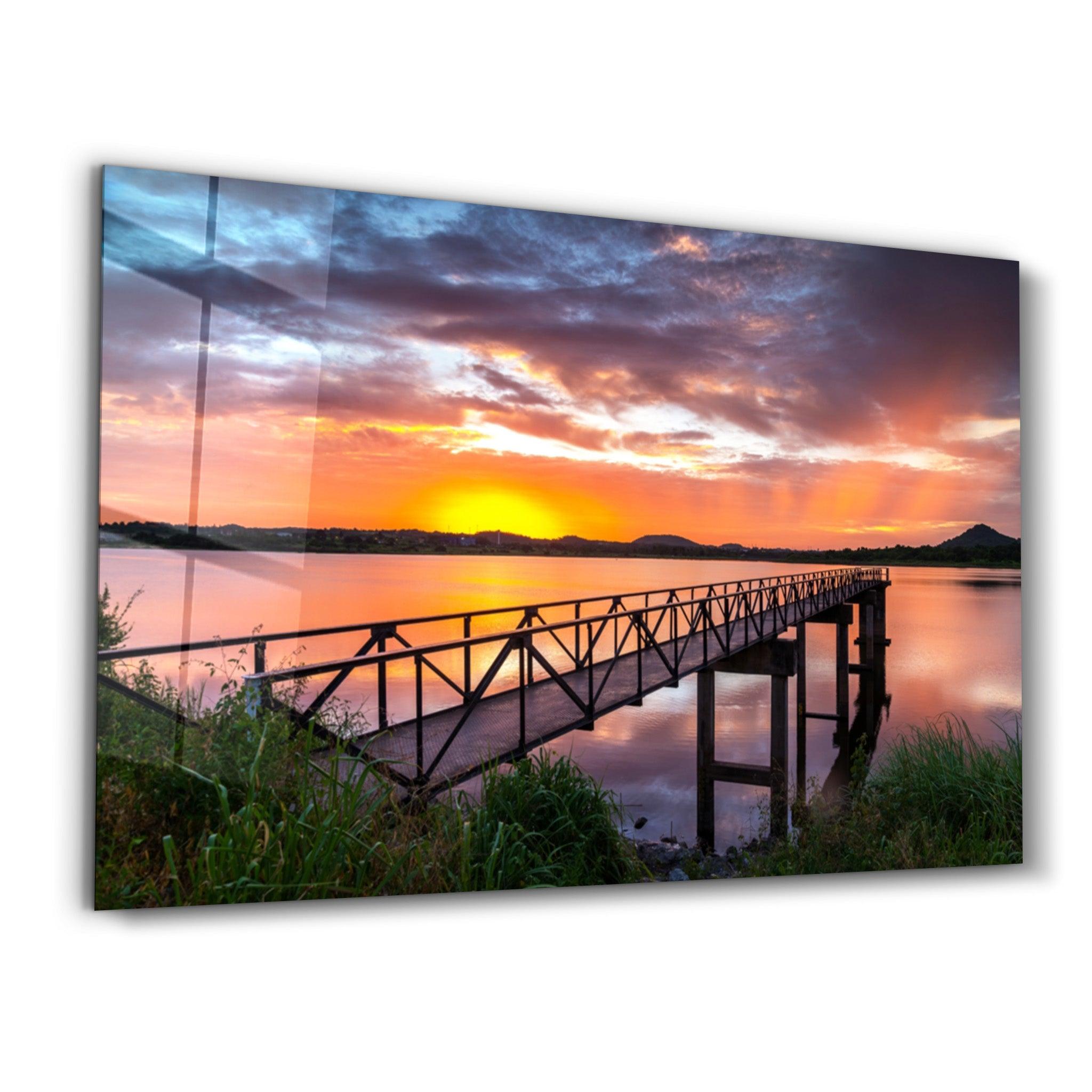 Sunset on the Beach | Glass Wall Art - Artdesigna