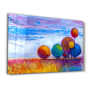 Colorful Trees | Glass Wall Art - Artdesigna