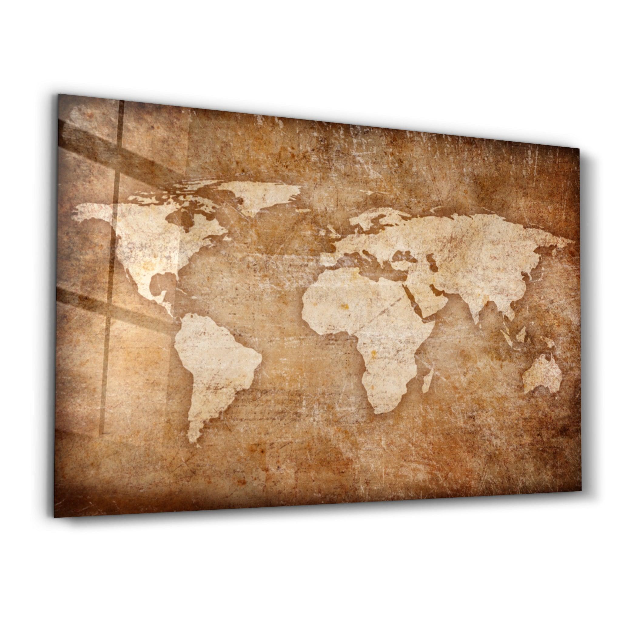 World Map Classic | Glass Wall Art - Artdesigna