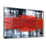 Red Thick Line | Glass Wall Art