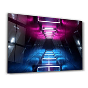 Neon Roller Coaster | Glass Wall Art - Artdesigna