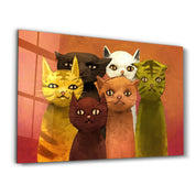 The Cat Family | Glass Wall Art - Artdesigna