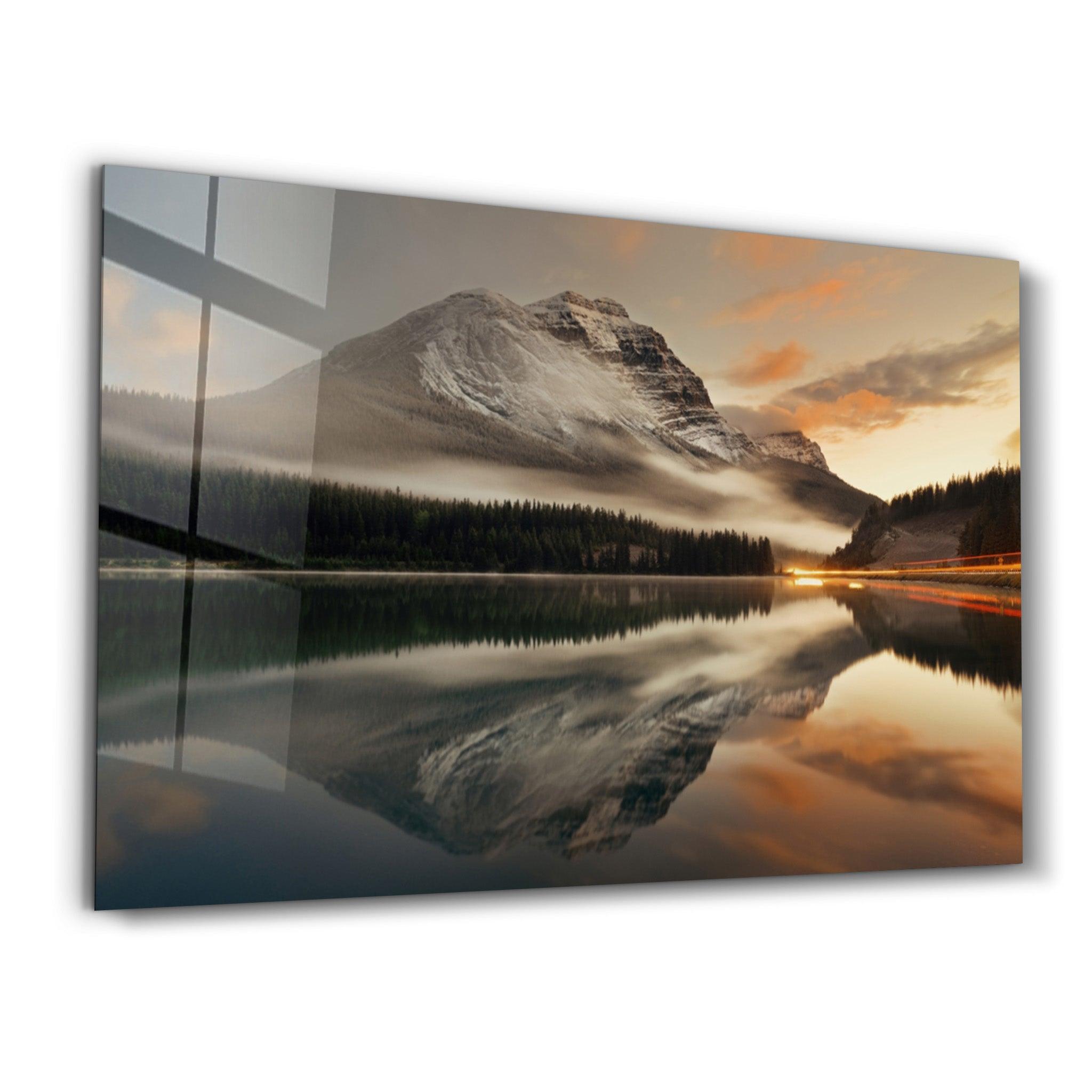 Huge Mountain | Glass Wall Art - Artdesigna