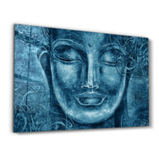 Buddha Blue | Glass Wall Art - Artdesigna