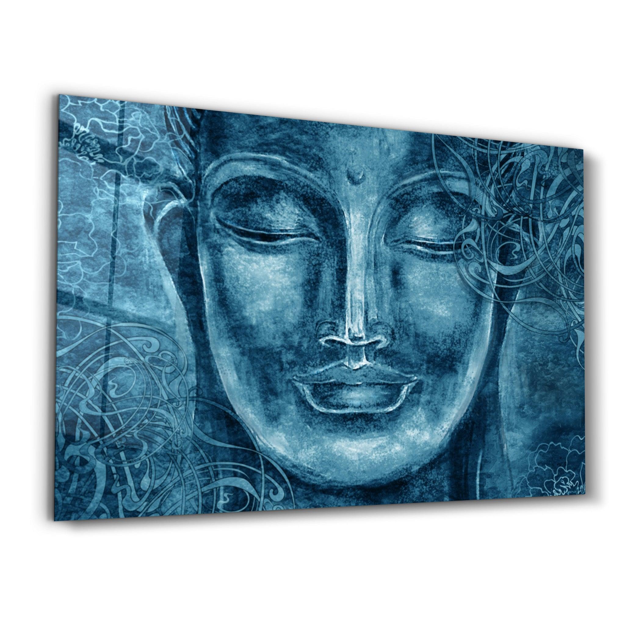 Buddha Blue | Glass Wall Art - Artdesigna