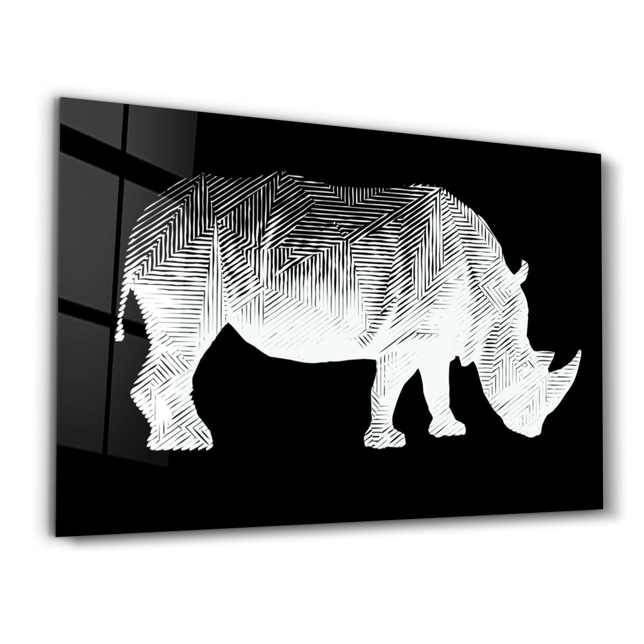 Rhino Black | Glass Wall Art - Artdesigna