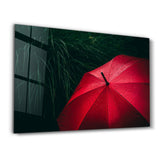 Red Umbrella | Glass Wall Art