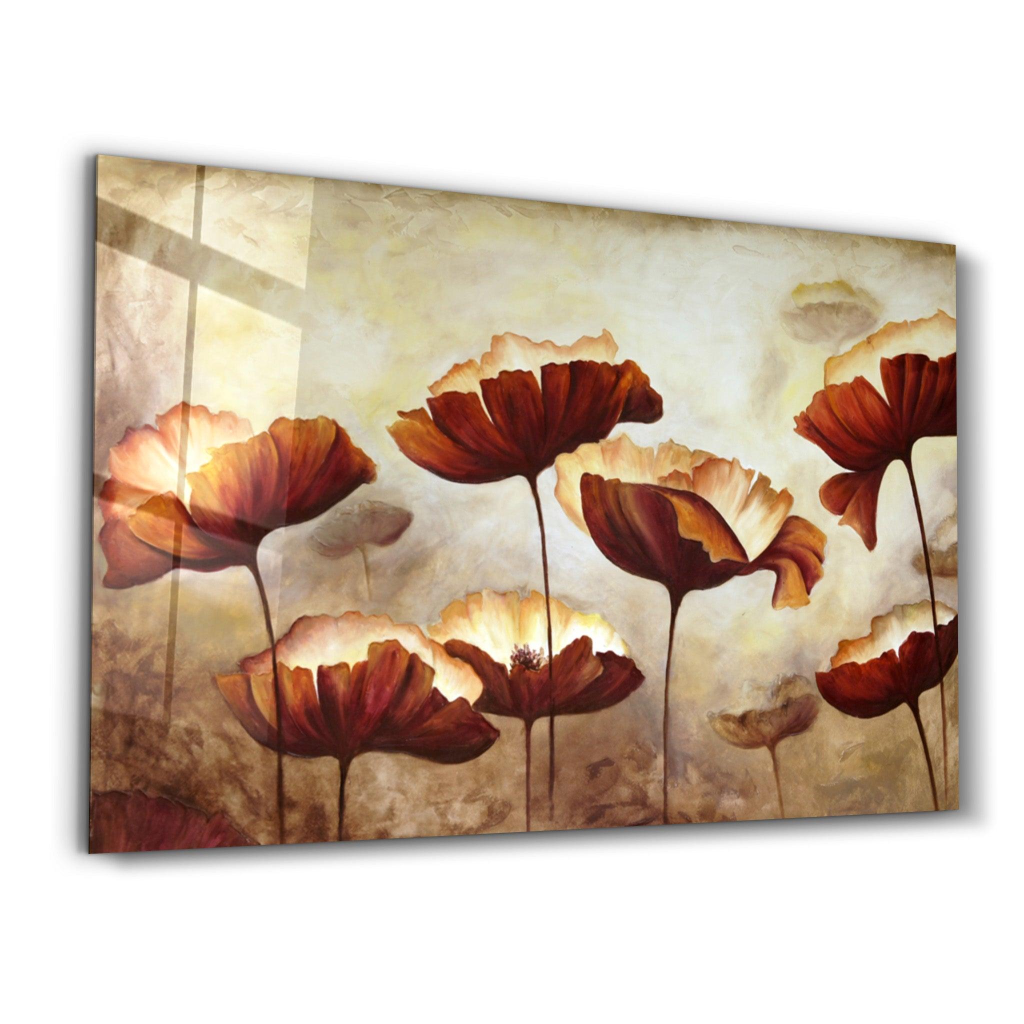 Vintage Flowers | Glass Wall Art - Artdesigna