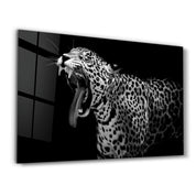 Leopard Yawn | Glass Wall Art - Artdesigna