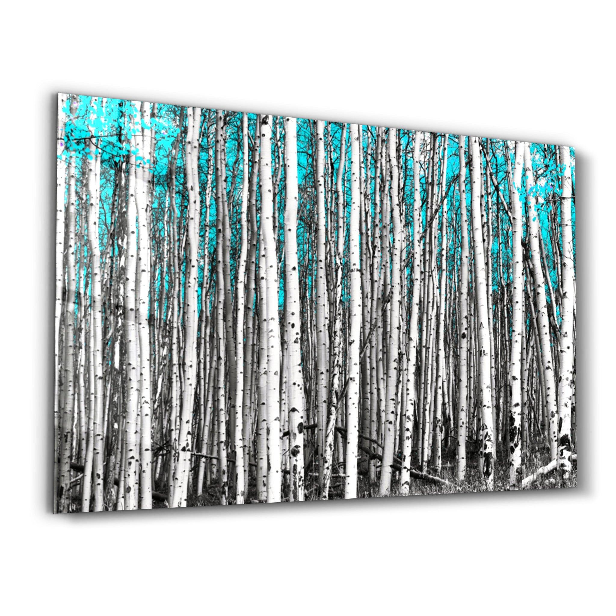 Abstract White Trees V2 | Glass Wall Art - Artdesigna