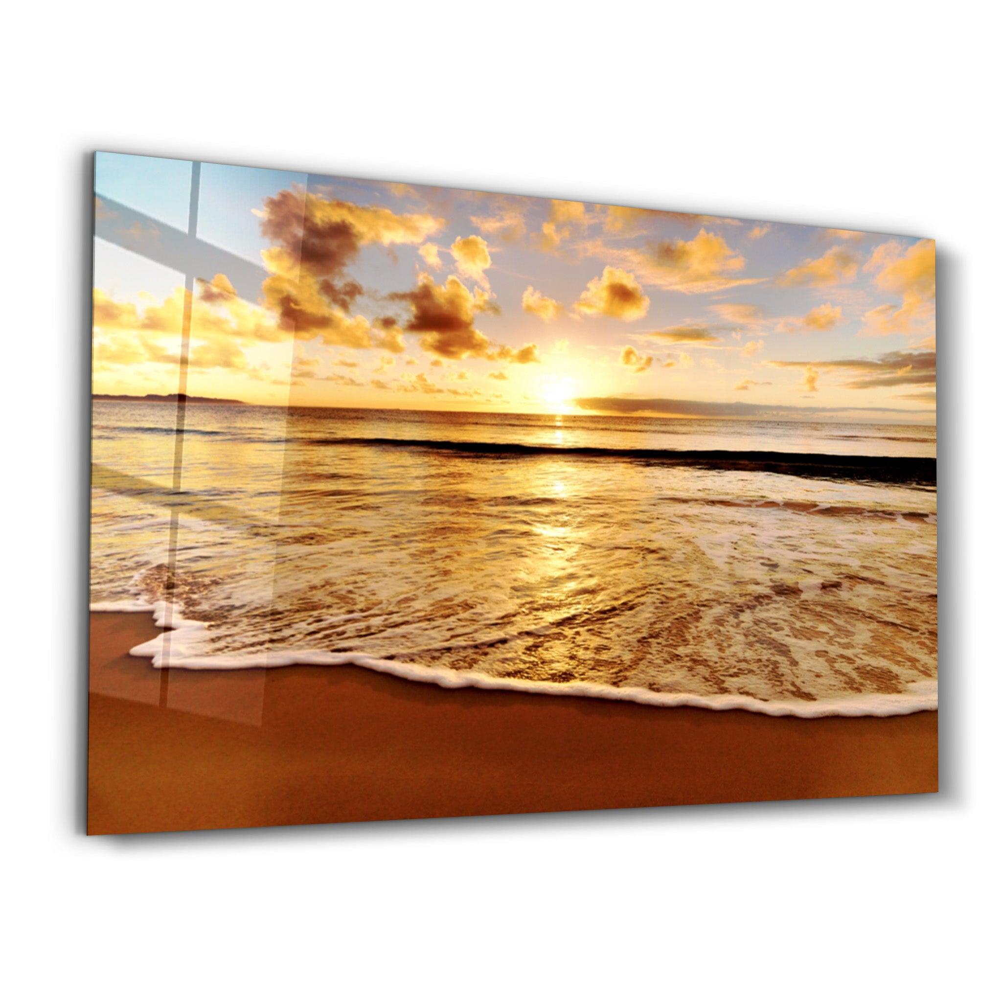 Ocean and Sunset V2 | Glass Wall Art - Artdesigna