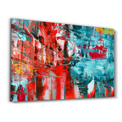 Red and Blue Symphony | Glass Wall Art - Artdesigna