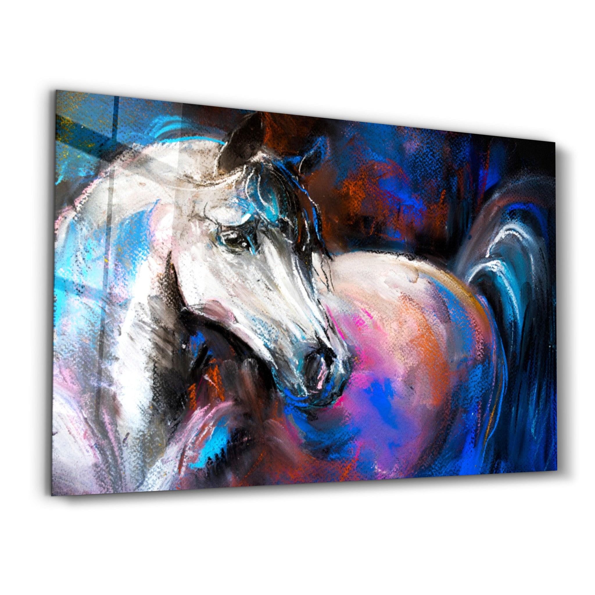 Colorful Horse | Glass Wall Art - Artdesigna