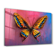 Spectrum Wings: The Colorburst Butterfly | Glass Wall Art - Artdesigna