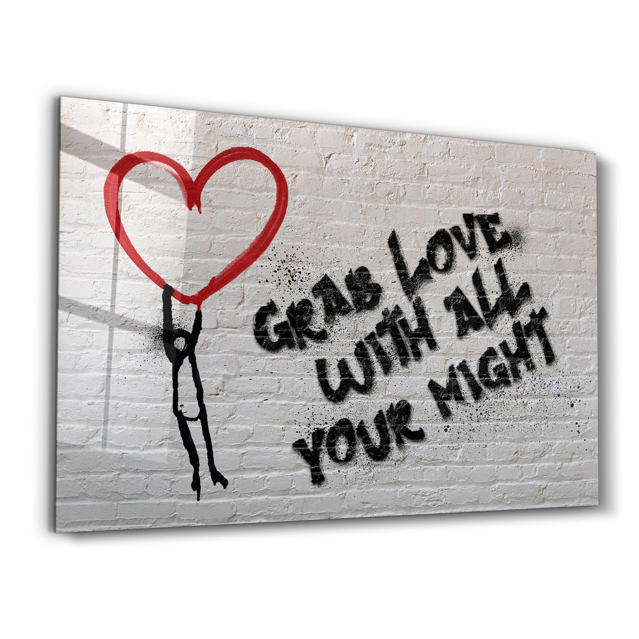 Grab Love | Glass Wall Art - Artdesigna