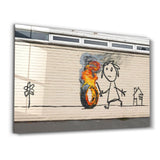 Banksy Burning Toy | Glass Wall Art