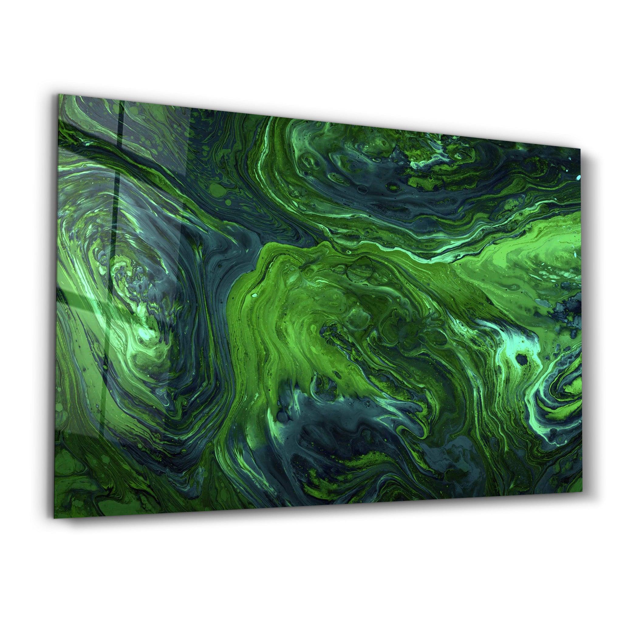 Lava Pattern - Green | Designer's Collection Glass Wall Art - Artdesigna