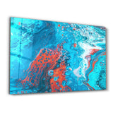 Blue and Red Ink Drops | Designer's Collection Glass Wall Art