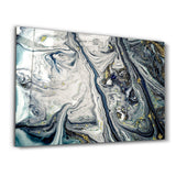Gray Blue Marble with Golden Dust | Glass Wall Art