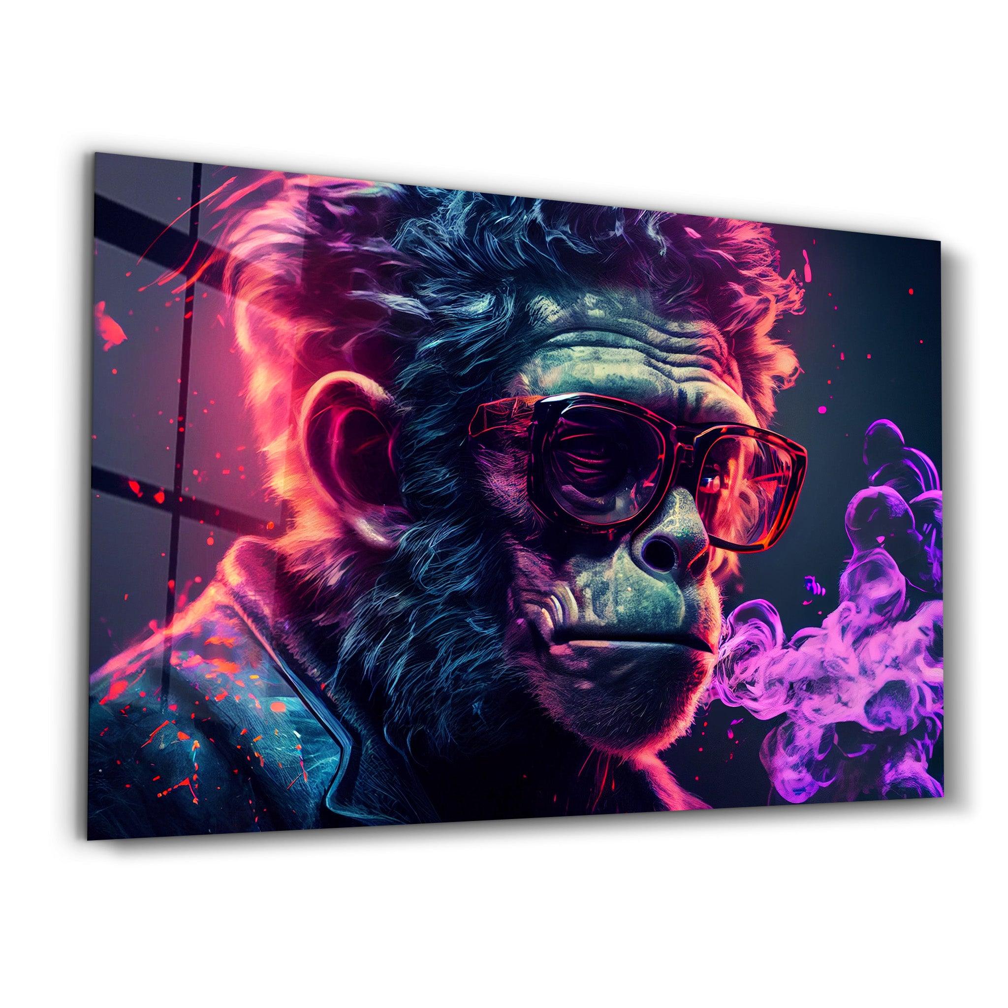 Mr. Monkey - Cyberpunk | Designer's Collection Glass Wall Art - Artdesigna