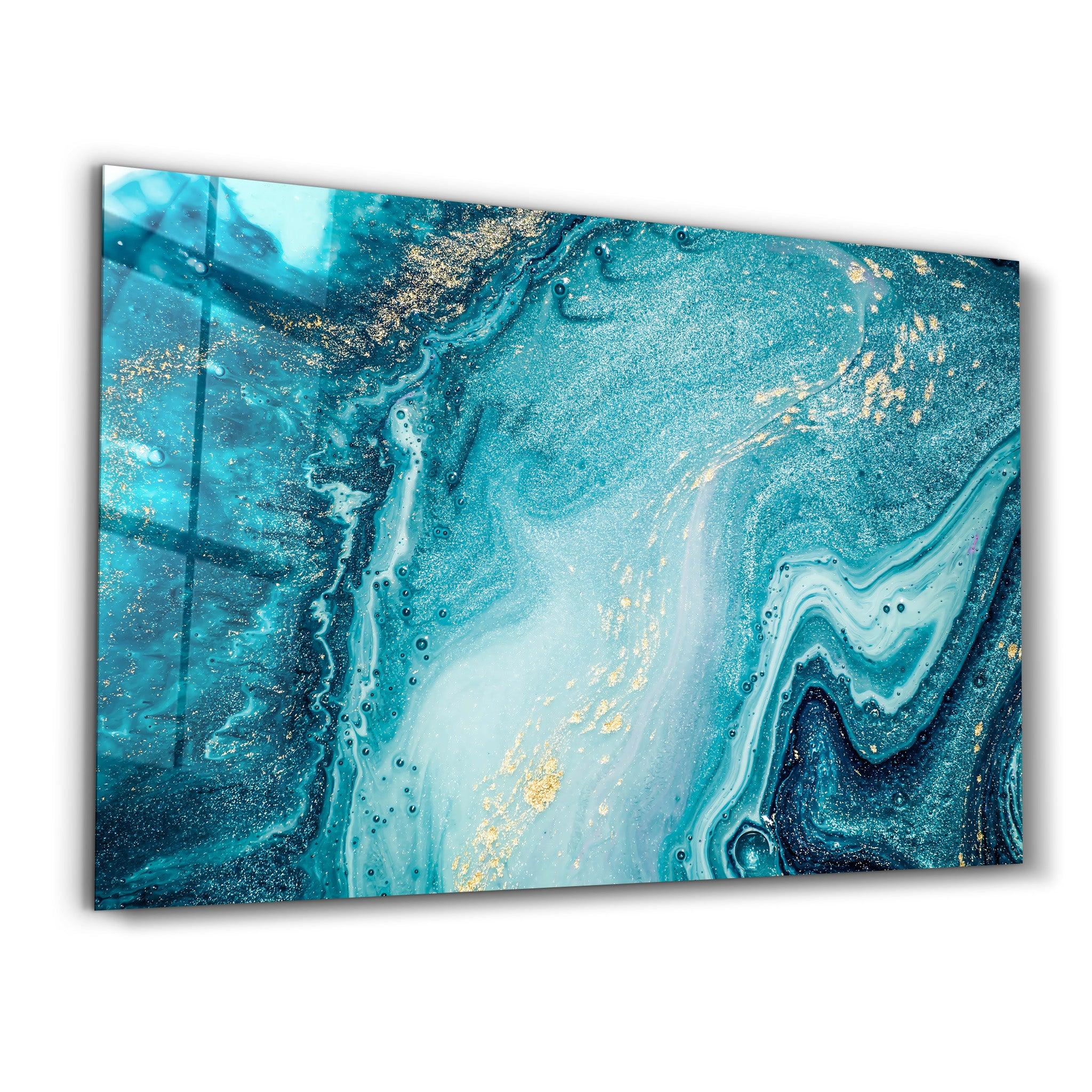 Marble Collection H15 - Ocean | Glass Wall Art - Artdesigna