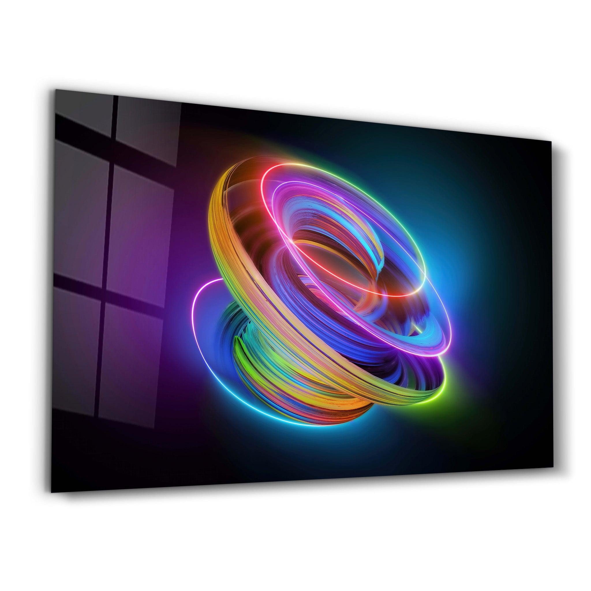 Neon Lines 2 | Glass Wall Art - Artdesigna