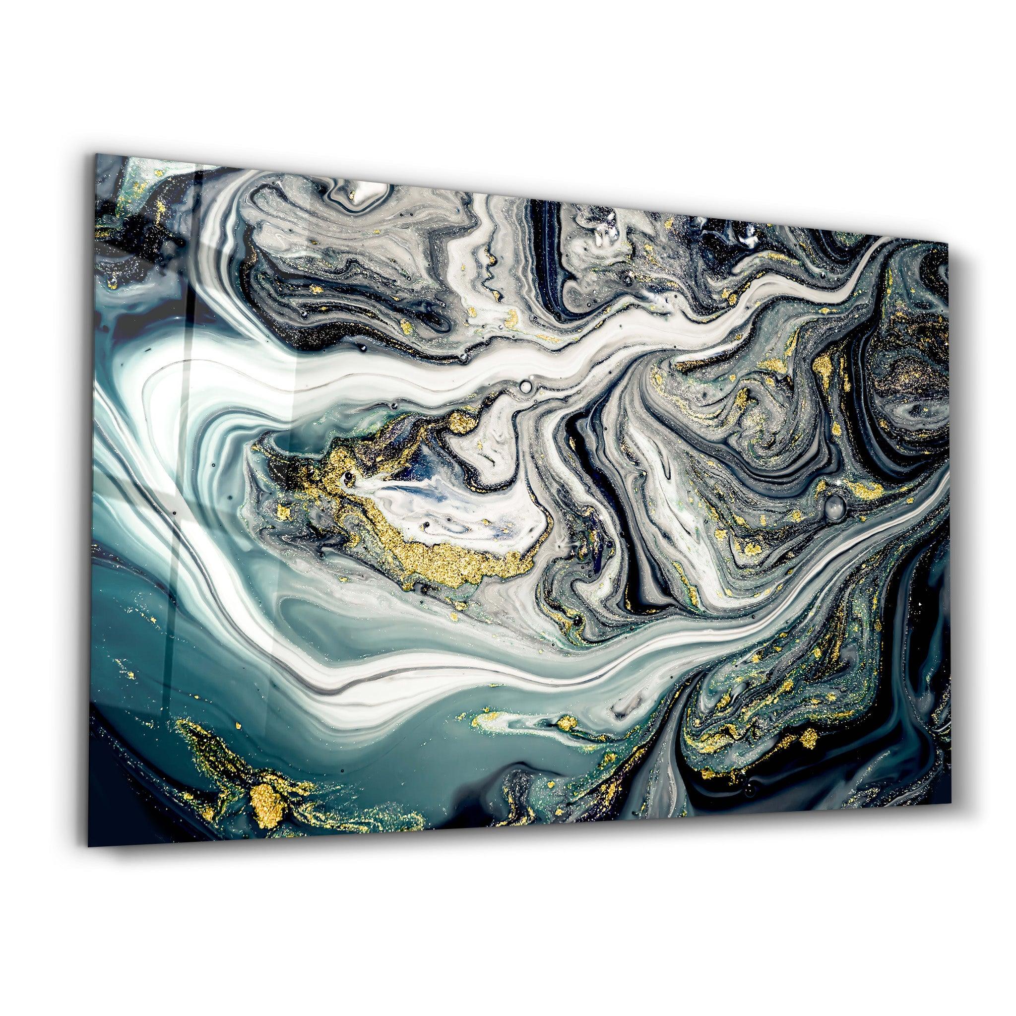 Marble with Golden Dust | Glass Wall Art - Artdesigna