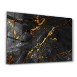 Black Marble with Golden Dust | Glass Wall Art