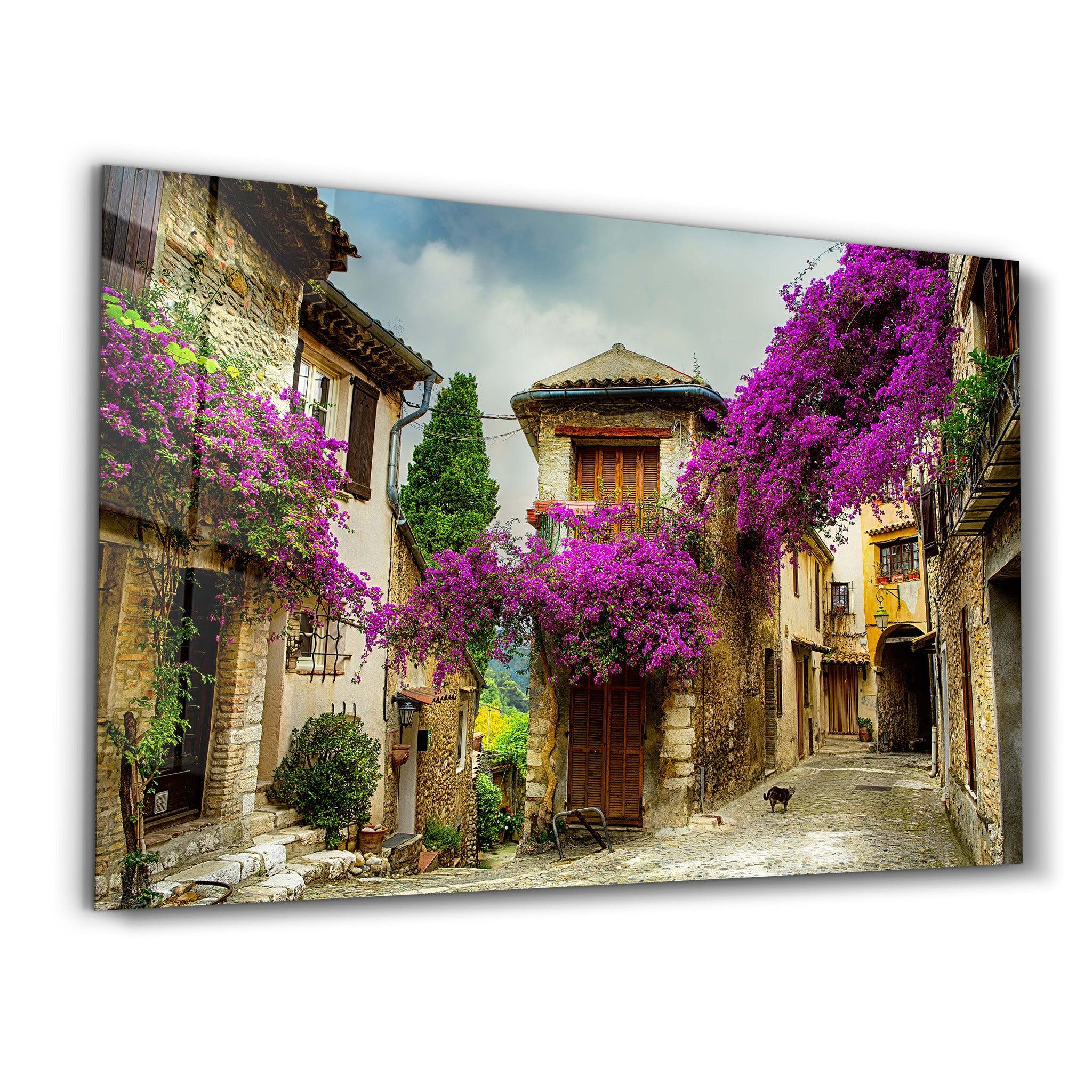 Old Village in Aegean | Glass Wall Art - Artdesigna