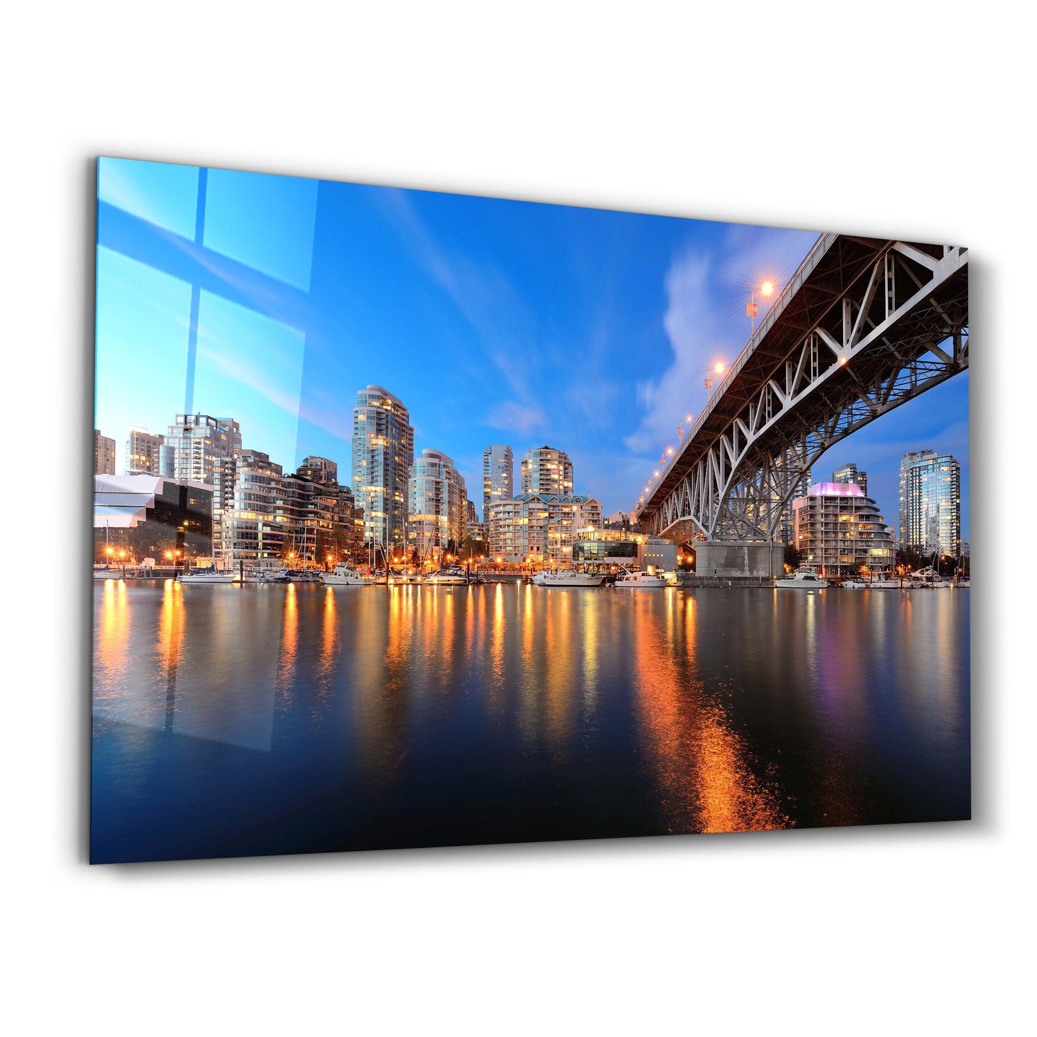 Vancouver - Canada Skyline | Glass Wall Art - Artdesigna