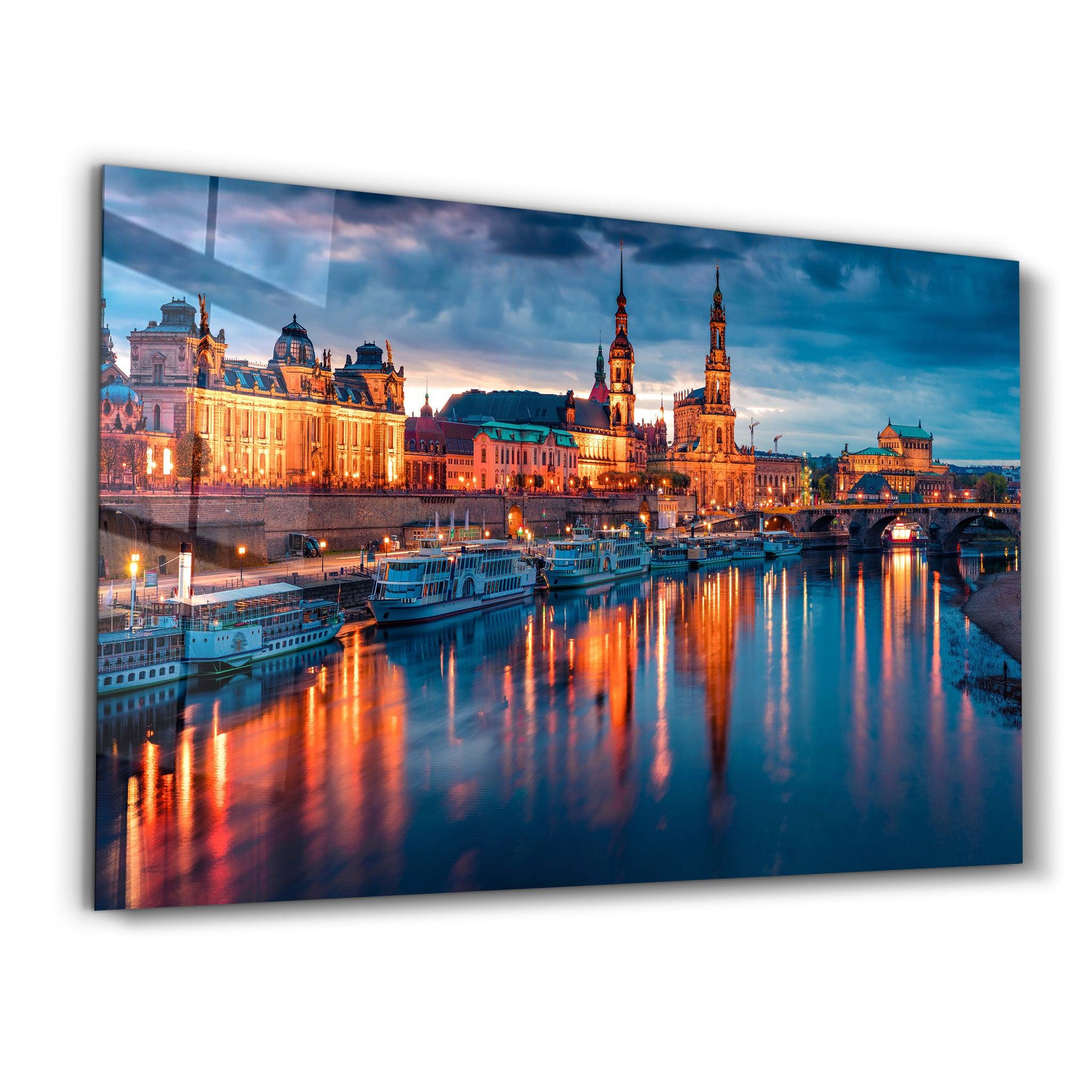 Elbe river in Dresden, Saxony, Germany, Europe | Glass Wall Art - Artdesigna