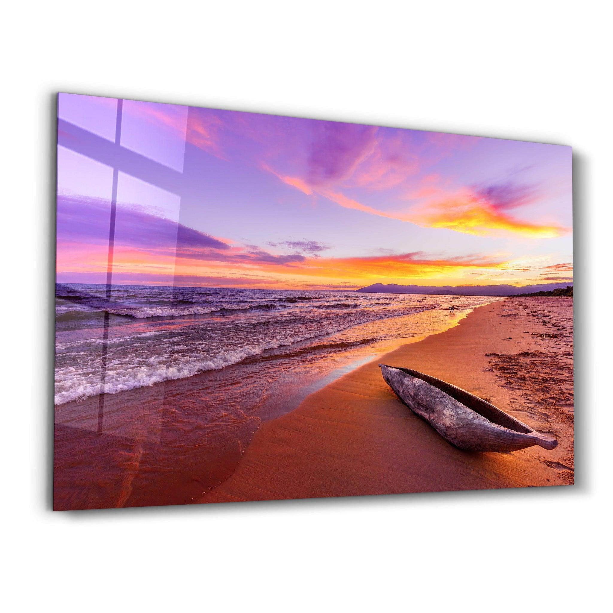 Lake Malawi sunset in Kande beach Africa | Glass Wall Art - Artdesigna