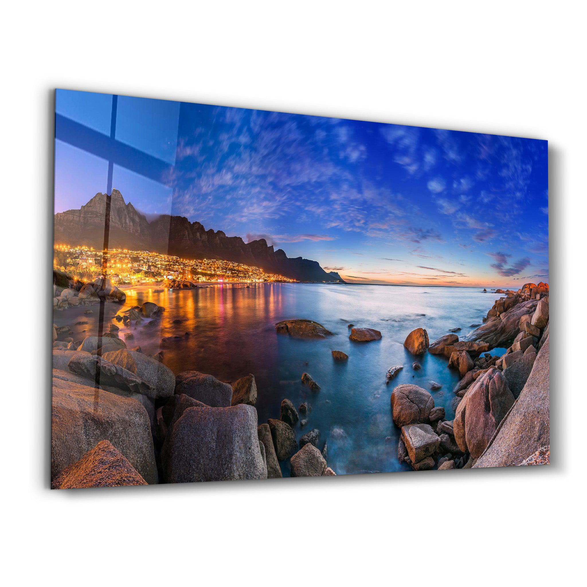 Cape Town's Table Mountain, Lions head & Twelve Apostles | Glass Wall Art - Artdesigna