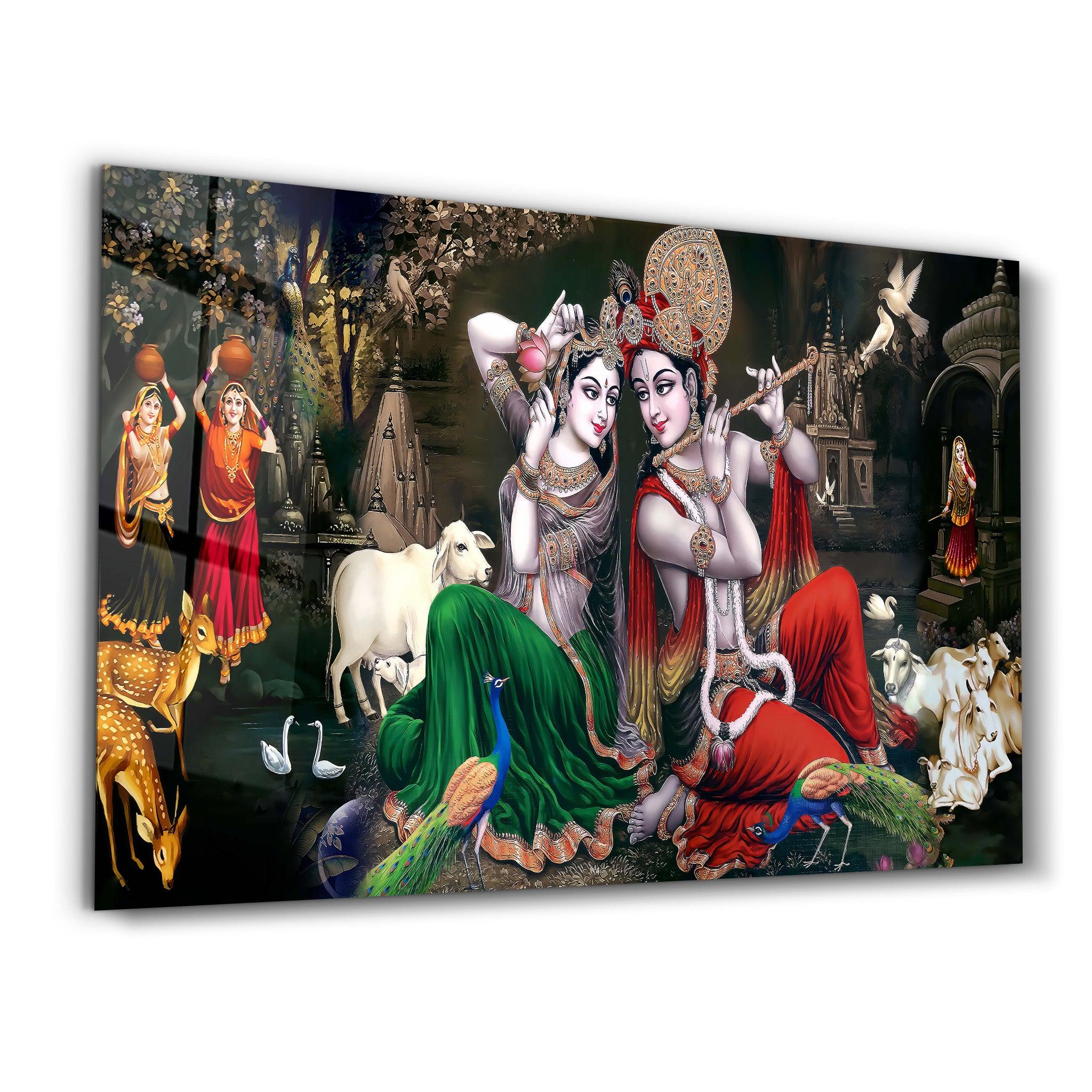 Lord Krishna | Glass Wall Art - Artdesigna