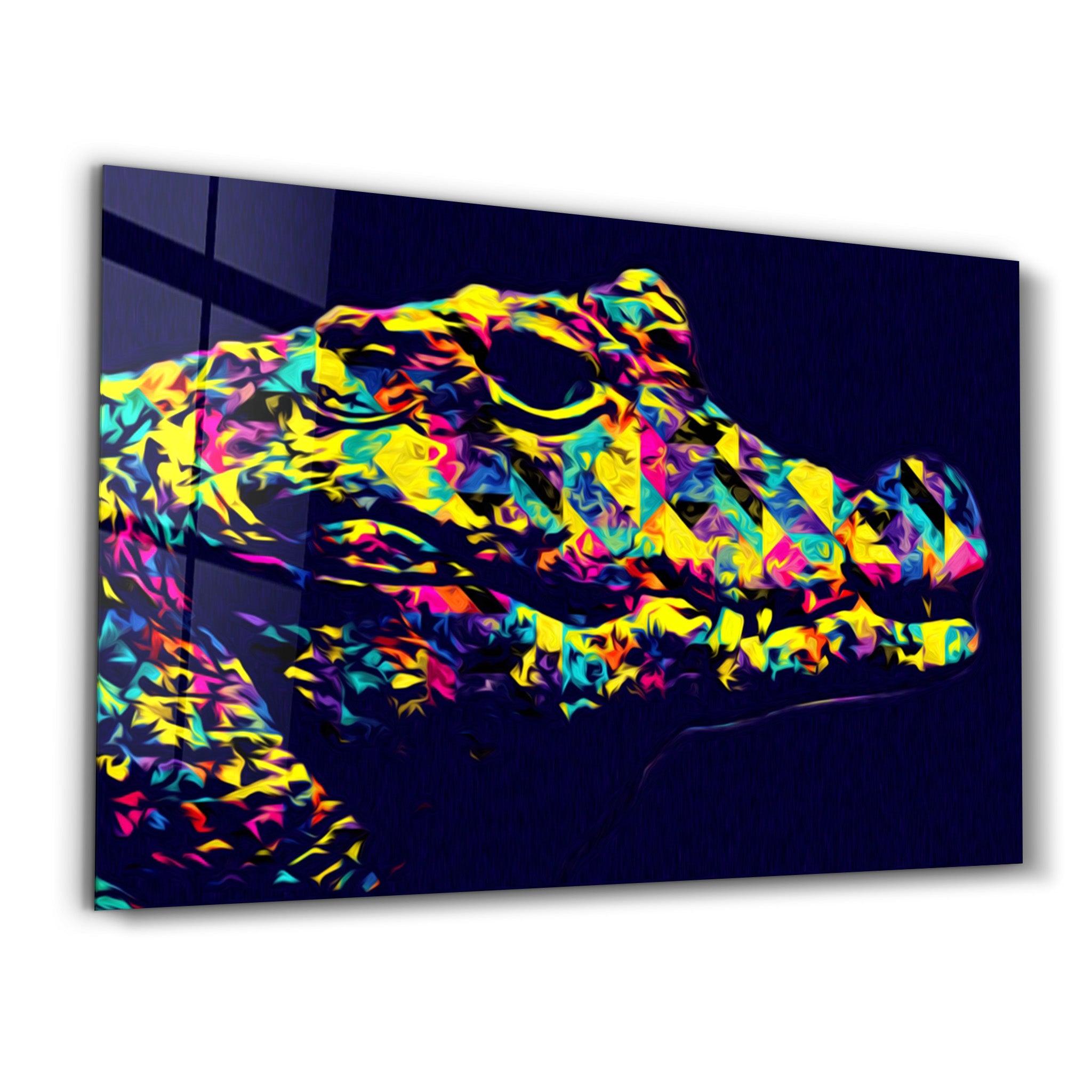 Colormix Crocodile | Glass Wall Art - Artdesigna