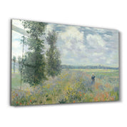 Poppy Fields near Argenteuil (1875) by Claude Monet | Glass Wall Art - Artdesigna