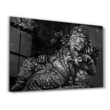 Lord Ganesha Sculpture B&W | Glass Wall Art