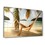 Hammock Under Palm Trees | Glass Wall Art