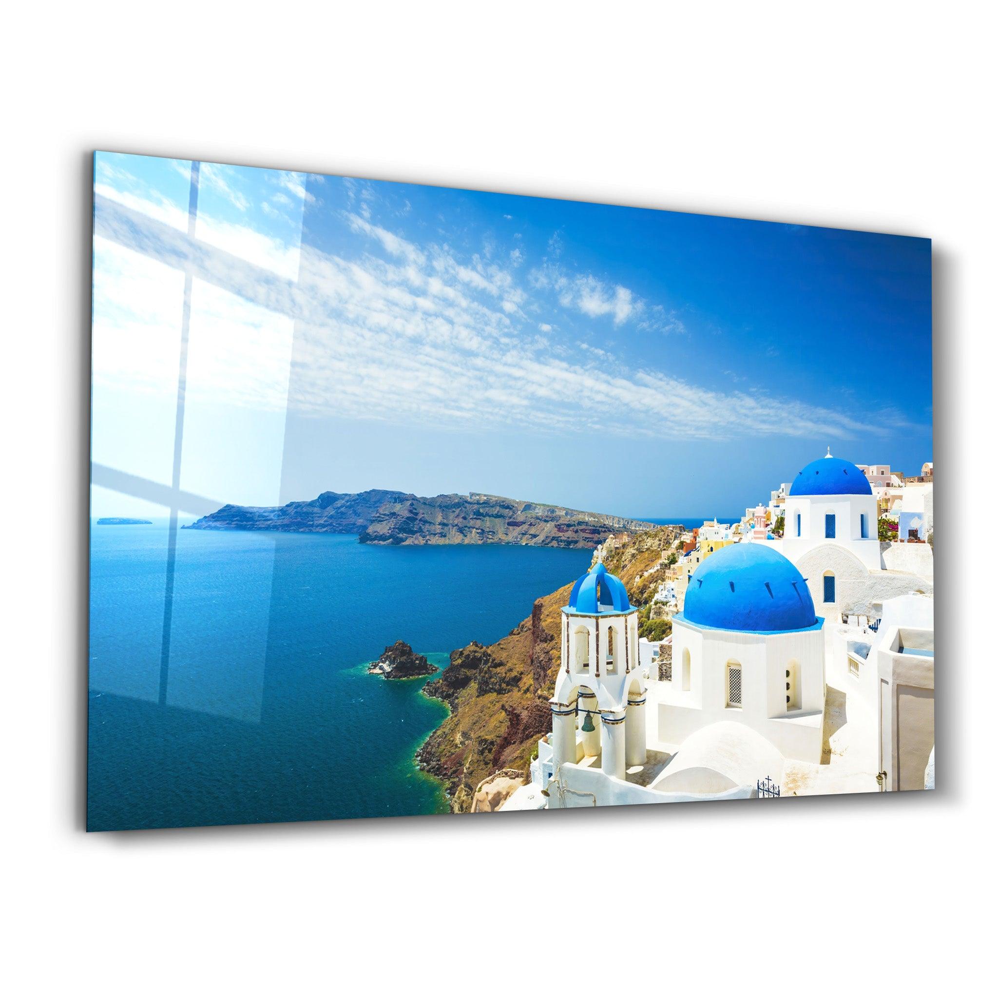 Thera From Santorini | Glass Wall Art - Artdesigna